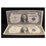 Lot of 2 1935 $1 Silver Certificates
