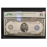 1914 $5 PMG Certified Lincoln Federal Reserve Note