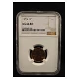 1955 MS66 Red Lincoln Wheat Cent