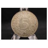 1967-F Germany Silver 5 Mark