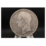 1900 Venezuela Libertador 5 Bolï¿½vares Silver Coin