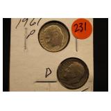 Lot of 2 Roosevelt Silver Dime