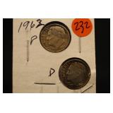 Lot of 2 Roosevelt Silver Dime