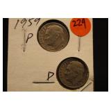 Lot of 2 Roosevelt Silver Dimes