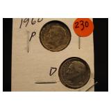 Lot of 2 Roosevelt Silver Dime