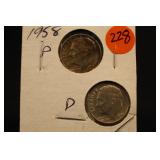 Lot of 2 Roosevelt Silver Dime