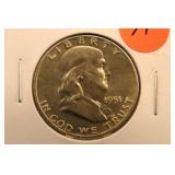 1951-D Uncirculated Franklin Silver Half Dollar