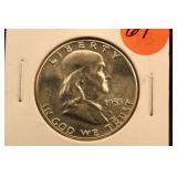 1955 Uncirculated Franklin Silver Half Dollar