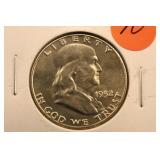 1952-D Uncirculated Franklin Silver Half Dollar