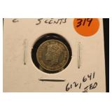 1941-C Newfoundland Silver 5 Cent Coin