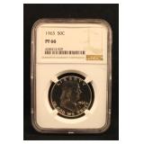 1963 PG66 NGC Franklin Silver Half Dollar