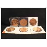 Lot of 6 Mixed 1oz .999 Copper Rounds