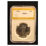 1939 Certified Walking Liberty Silver Half Dollar