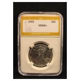 1943 Certified Walking Liberty Silver Half Dollar