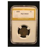 1866 Certified 5 Cent Shield Nickel