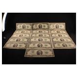 Lot of 16 $2 Federal Reserve Bank Notes *Read
