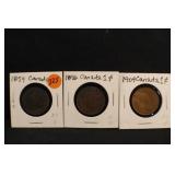 Lot of 3 Early Canada Cent Coins