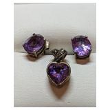 .925 Silver and Amethyst Earrings and Heart
