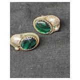 Vintage Sterling Silver Ring With Green Abalone
