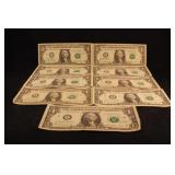 Lot of 9 $1 Star Notes