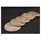 Lot of 6 Post-64 Kennedy Silver Half Dollars