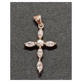 .925 Silver and Crystal Cross Pendant  1"