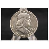 1958-D Uncirculated Franklin Silver Half Dollar