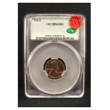 1963 Certified CAC MS65 RD Lincoln Cent