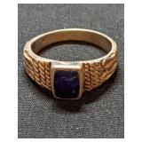 .925 Silver Ring Sz  7 - Blue Stone