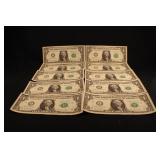 Lot of 10 $1 Star Notes