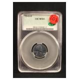 1943-D Certified CAC MS65 Lincoln Steel Wheat Cent