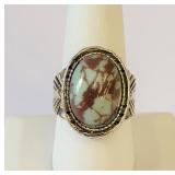 .925 Silver Ring W/Turquoise and Brown Stone Sz 9