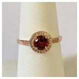 .925 Silver/RGP Halo Style Ruby Ring Size 8