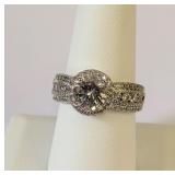 .925 Silver White Sapphire Ring Size 9 - Beautiful