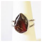.925 Silver Ammolite Ring Size 6