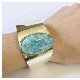 .925 Silver and Larimar Cuff Bracelet - Beautiful