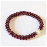 Garnet and Pearl Expandable Bracelet - Lovely
