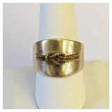 .925 Silver Ring Size 9.5 with Brass Knot Design