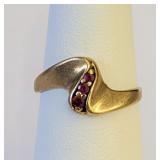 10K Gold Pinky Ring with Rubies Size 4.5