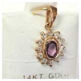 Pink Sapphire(0.55ct) Diamond(0.22ct) Pendant