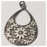Silver Filigree Style Enamel Pendant