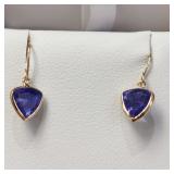 14K Yellow Gold Tanzanite 2.9ct Earrings