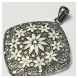S.Silver Filigree Style Enamel Pendant