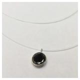 14K Wh.Gold  Black Diamond(1.4ct) Necklace .62gr