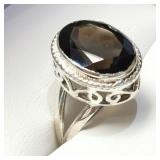 S.Silver Smokey Quartz Ring Sz9