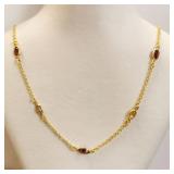 S.Silver Garnet,Amethyst,Peridot GP 20" Necklace,