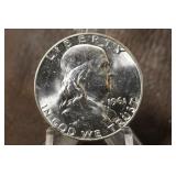 1961-D Uncirculated Franklin Silver Half Dollar