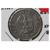 1936A 3rd Reich Silver Nazi 5 Reichs Mark