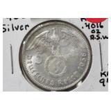 1938A 3rd Reich Silver Nazi 5 Reichs Mark