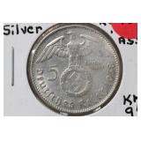 1838J 3rd Reich Silver Nazi 5 Reichs Mark